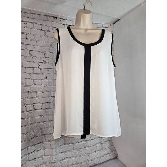 Style & Co. Womens Size Large White/Black Hi-Low Swing Blouse - Picture 3 of 7